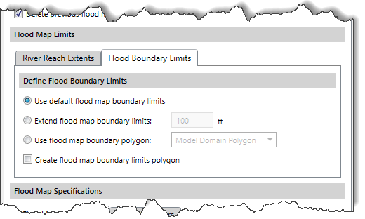 Use default flood map boundary limits option
