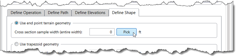 Define Shape tab – Terrain geometry
