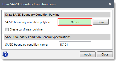SA/2D boundary condition polyline read-only field