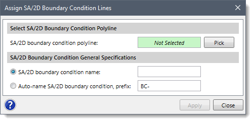 Assign SA/2D Boundary Condition Lines dialog box