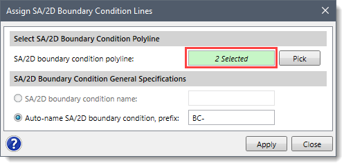 SA/2D boundary condition polyline read-only entry