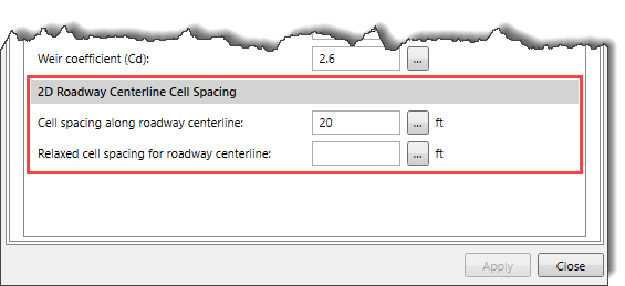 Centerline Cell Spacing section