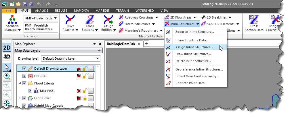 Assign inline structure ribbon menu command