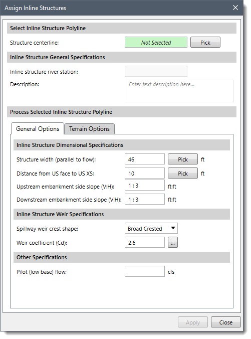 Assign inline structure dialog box