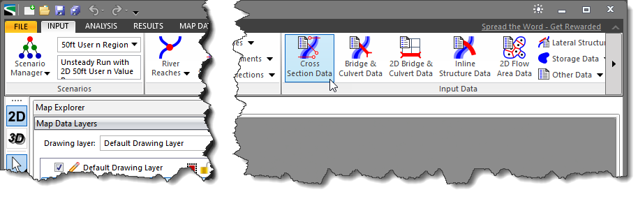 Cross Section Data ribbon menu command
