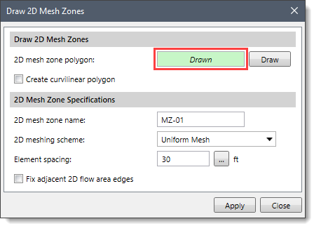 2D mesh zone polygon read-only field