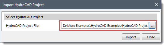 HydroCAD project file entry