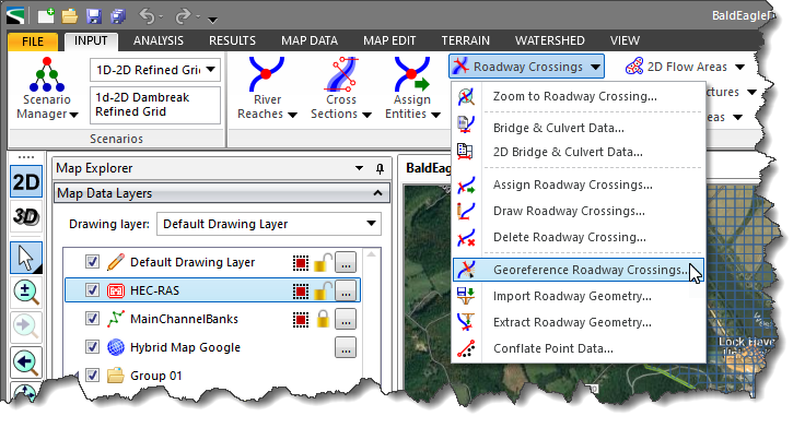 Georeference Roadway Crossings ribbon menu command