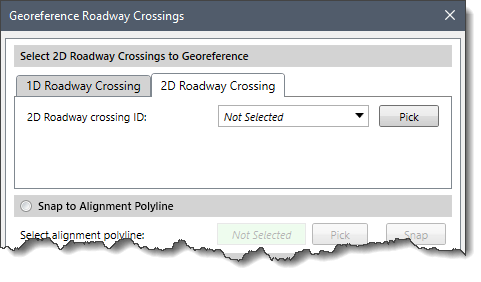 2D Roadway Crossing tabbed panel