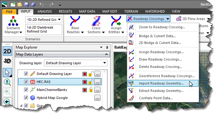 Import Roadway Geometry ribbon menu command