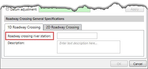 Roadway Crossing General Specifications - 1D Roadway Crossing panel