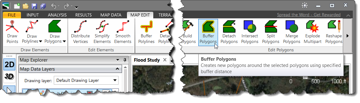  Buffer Polygons map edit ribbon command