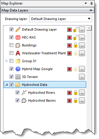  Hydroshed Data Map Data Layers panel