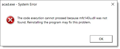 mfc140u.dll missing system error