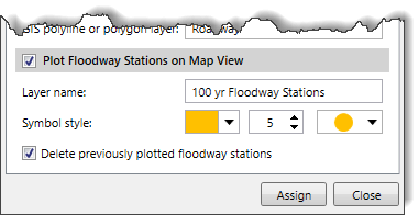 Plot Floodway Stations on Map View section