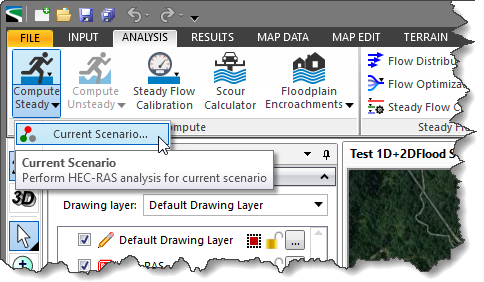 Compute Steady Current Scenario Analysis ribbon menu command