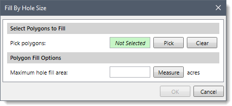 Fill By Hole Size dialog box