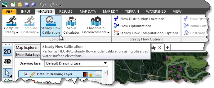 Steady Flow Calibration Analysis ribbon menu command