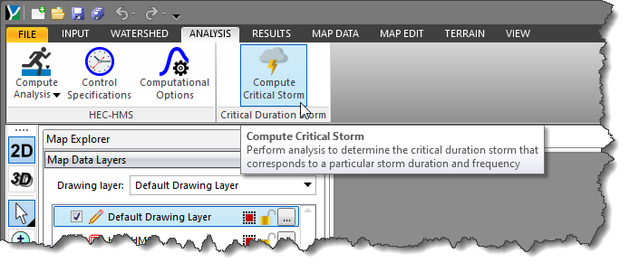 Compute Critical Storm ribbon menu command