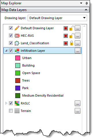 Infiltration Layer in Map Data Layers panel