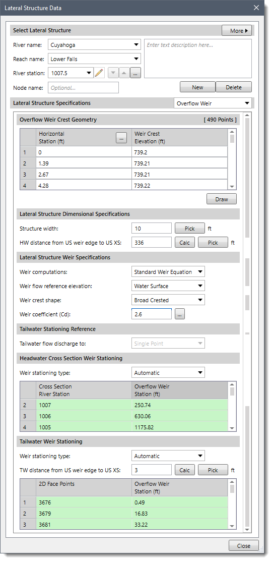 Lateral Structure Data dialog box