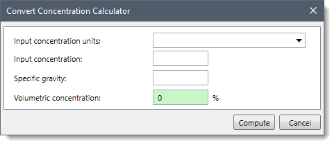 Convert Concentration Calculator dialog box