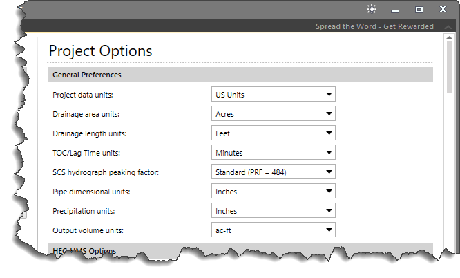 Project Options Section - General Preferences subsection