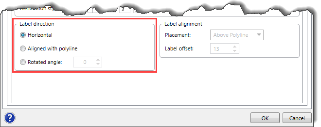 Polyline entities - annotation label direction options