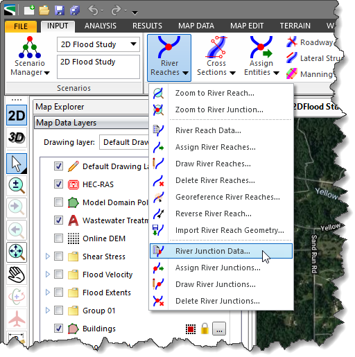 River Junction Data Input ribbon menu command