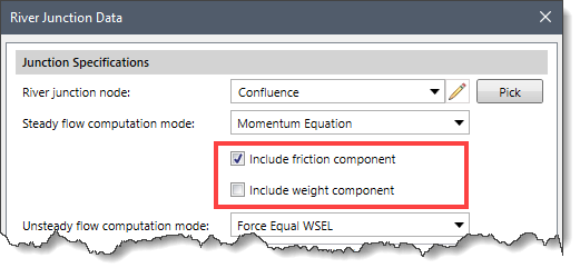 Include friction component and Include weight component checkboxes