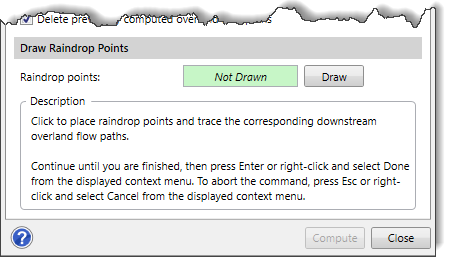 Draw Raindrop Points section