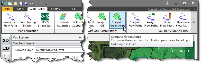 Compute Green Ampt Watershed ribbon menu command