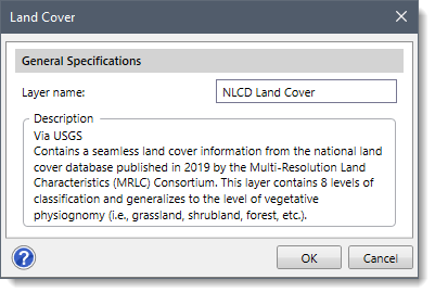 Land Cover dialog box