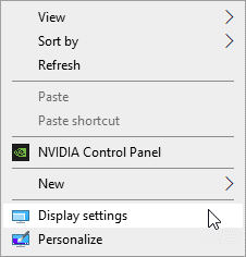 Display settings option