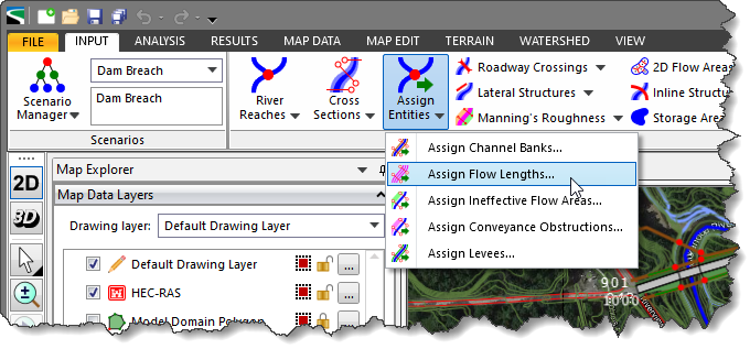 Assign Flow Lengths Input ribbon menu command