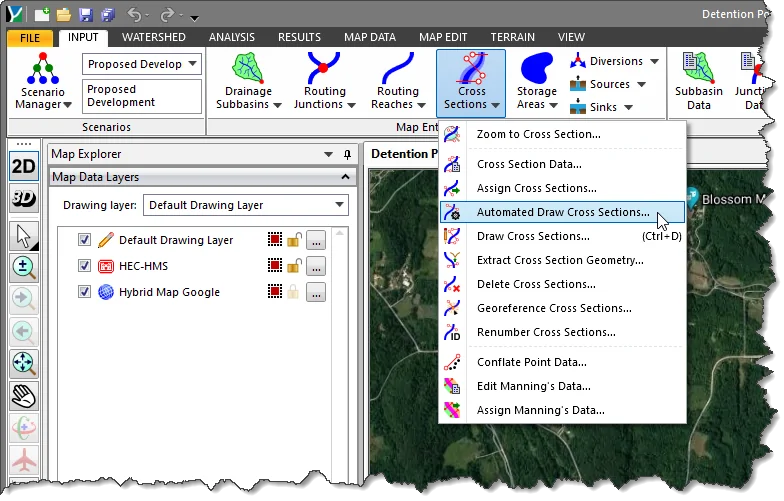 Automated Draw Cross Sections Input ribbon menu command