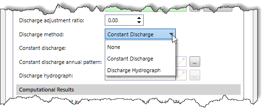 Discharge method dropdown entry