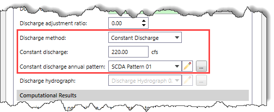 Discharge method dropdown entry Constant Discharge method