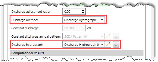 Discharge method dropdown entry Discharge Hydrograph method