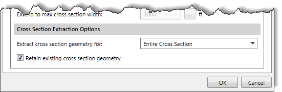 Cross Section Extraction Options section