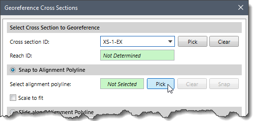 Alignment polyline selection