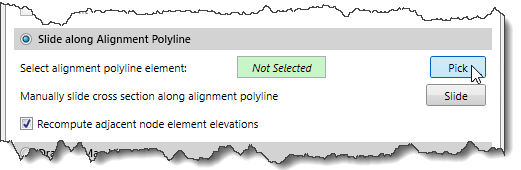 Alignment polyline element selection