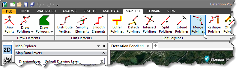 Merge Polylines command Map Edit ribbon menu