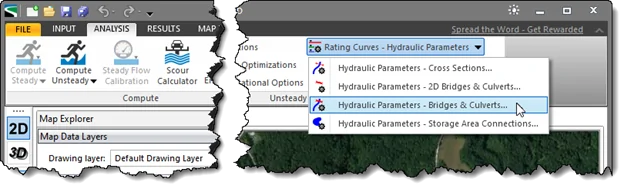Hydraulic Parameters – Bridges & Culverts command from the Rating Curves – Hydraulic Parameters dropdown