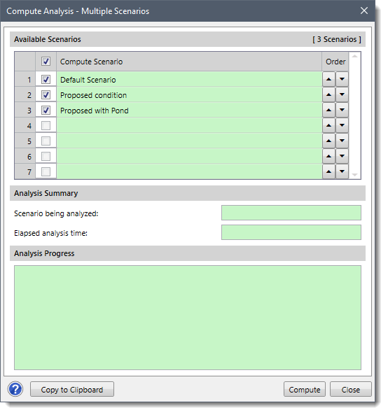 Compute Analysis - Multiple Scenarios dialog box