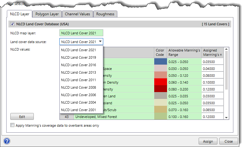 Layer cover data source dropdown combo box 
