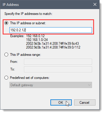 IP Address dialog box