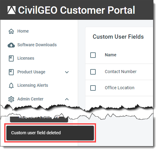 Custom user field deleted
