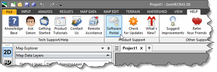Software Portal Help ribbon menu command