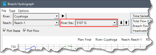 River Station (River Sta.) dropdown combo box